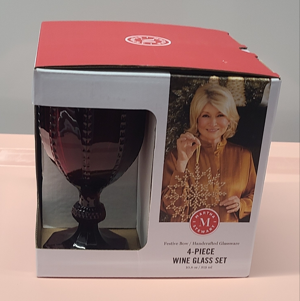 Martha Stewart Festive Bow 4-pc. Wine Glass Set